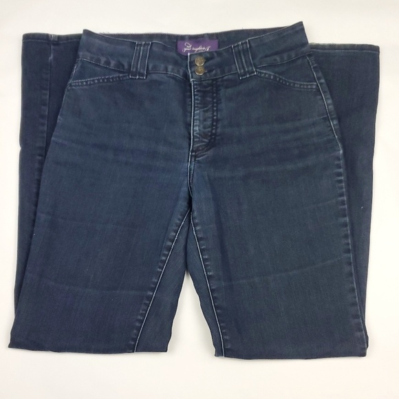 NYDJ Jeans Womens 8 Bootcut Double Button High Rise Distressed - Picture 1 of 6